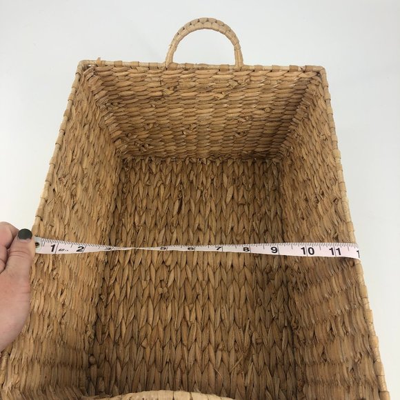 SOLD Boho Woven Storage Basket with Handles - Picture 7 of 8